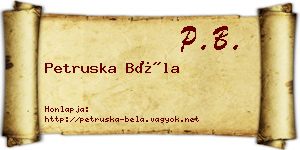 Petruska Béla névjegykártya